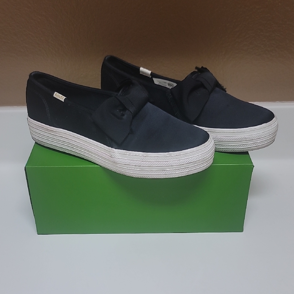 Kate Spade Black Slip-On Sneakers with White Platform 🖤
